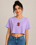 Premium Rose Embroidered Crop Top T-Shirt
