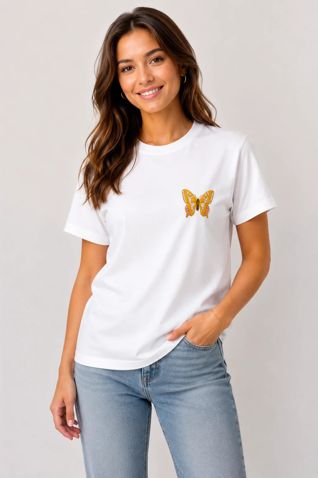 "The Butterfly" Regular Fit Embroidery T-Shirt