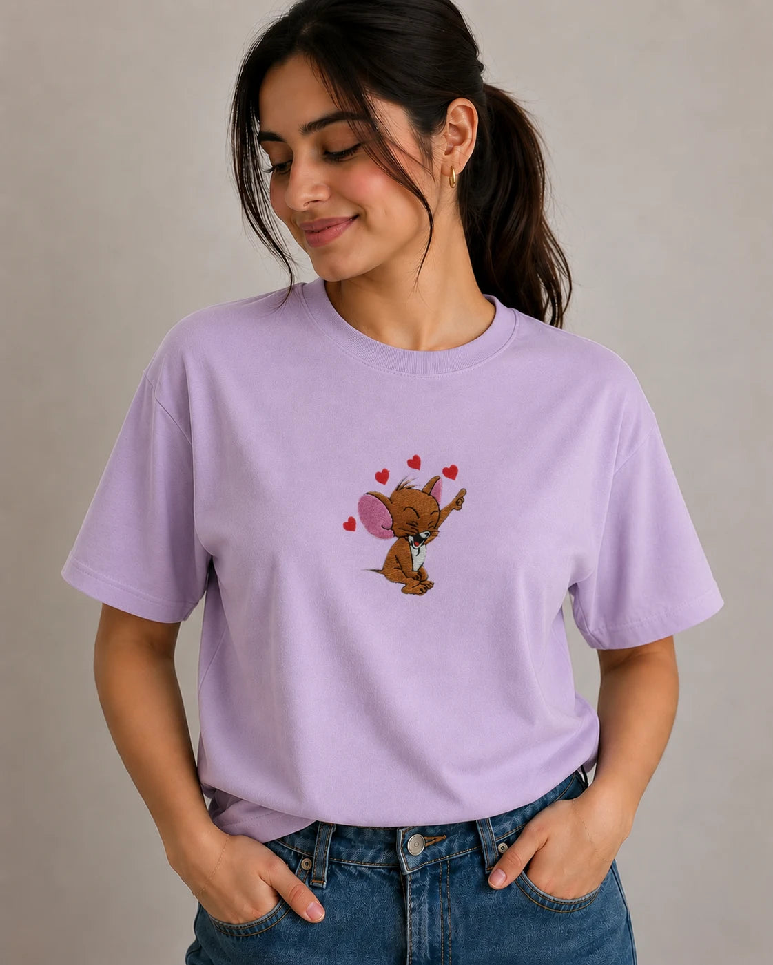 JEVRO "Heartstruck Jerry" Regular Fit Embroidered T-Shirt