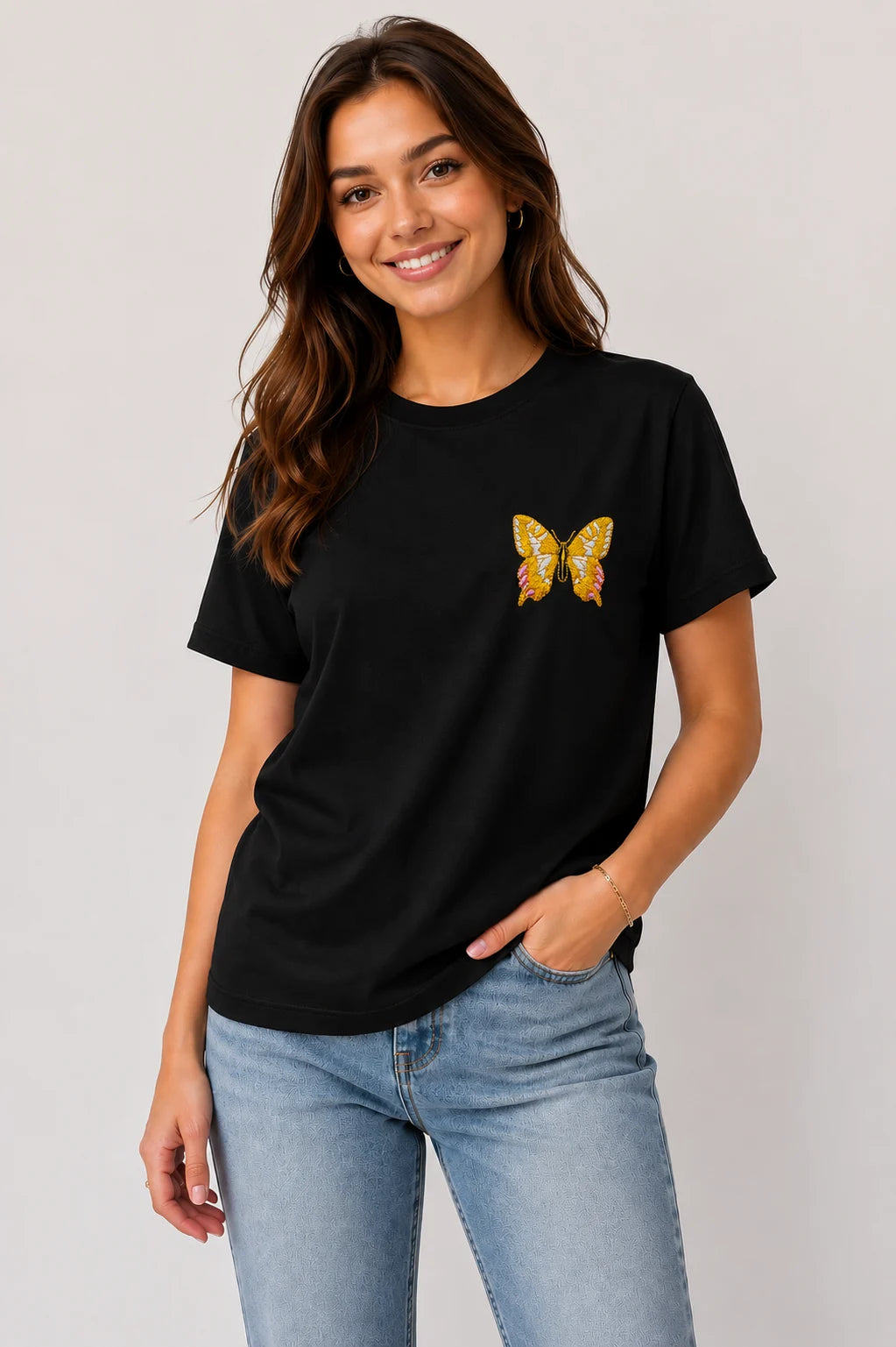 "The Butterfly" Regular Fit Embroidery T-Shirt