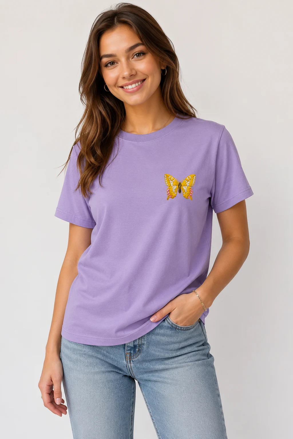 "The Butterfly" Regular Fit Embroidery T-Shirt