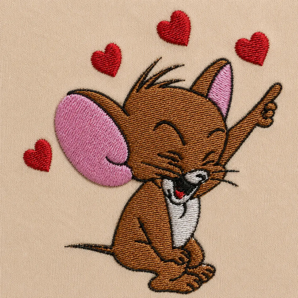 JEVRO "Heartstruck Jerry" Regular Fit Embroidered T-Shirt